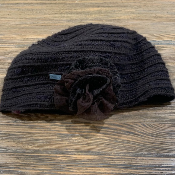 Betmar Brown Knit Hat with Rosette - Picture 3 of 10